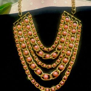 Gold with baby pink pearls